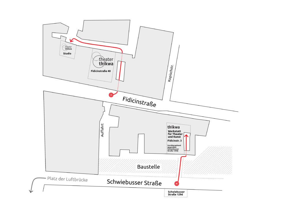 Eine Karte, um über die Schwiebusser zu Theater Thikwa zu gelangen.